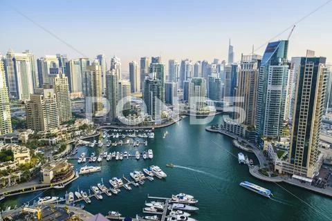 High view of Dubai Marina, Dubai, United Arab Emirates, Middle East Stock Photos