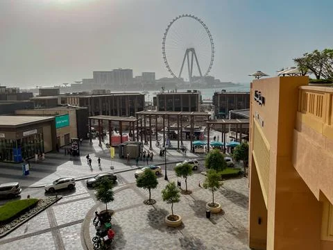 High view of Dubai waterfront complex | The Beach at Jumeirah Beach Residence Stock Photos