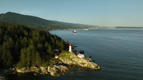 High view lighthouse park vancouver pacific ocean Stock Footage 241369897