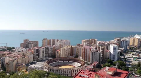 High view of Malaga city Stock Footage 49991461
