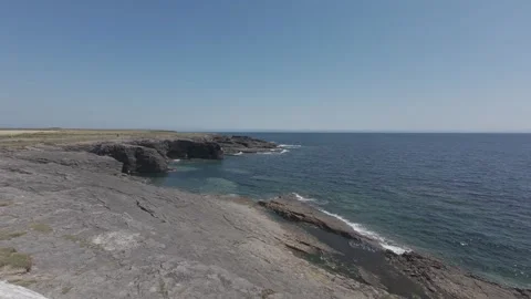 High view of ocean headland and coastline cliffs in ireland Stock Footage 340470129