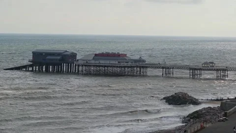 HIgh up view over Cromer Beach, Norfolk coast Video stock 307197784