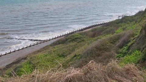 High up view over Cromer beach on the North Norfolk coast Video stock 308191649