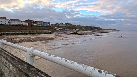 High up view over Cromer beach, Norfolk Coast Stock-Footage 322975663
