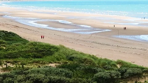 High view over Irvine beach, Firth of Clyde, Ayrshire, Scotland. Stock Footage 278412025