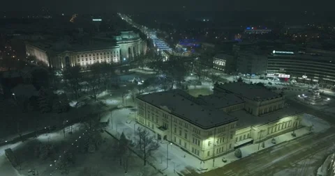 High view over night Sofia in winter Stock Footage 297781486