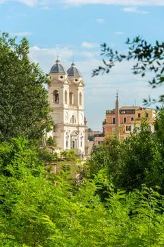 High view over the rooftops of Rome Stock Photos