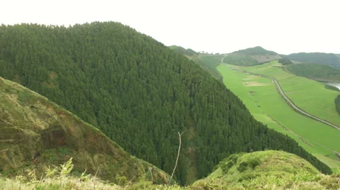 High Up View Over the Sete Cidades Stock Footage 61049694