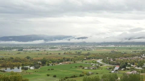 High View pan of Small Country Town. Stock-Footage 42482076
