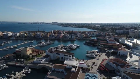 High view of port in Cyprus Stock Footage 78357392
