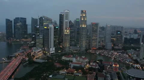 High view of Singapore at sunset. Stock Footage 11410160