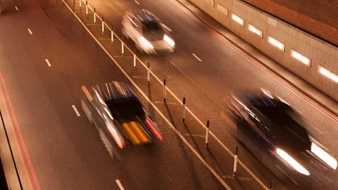 High view timelapse of traffic at night Stock Footage 104164526