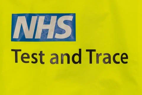 High visibility jacket with NHS Test and Trace logo Stock Photos