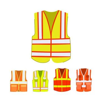 High visibility protective vests collection for occupational safety Stock Illustration