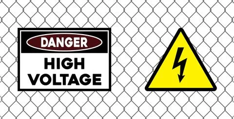 High voltage attention sign on background of Rabitz texture Stock Illustration