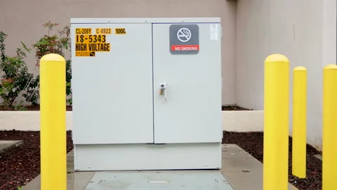 High Voltage Box with No Smoking Sign Stock Footage 237841803