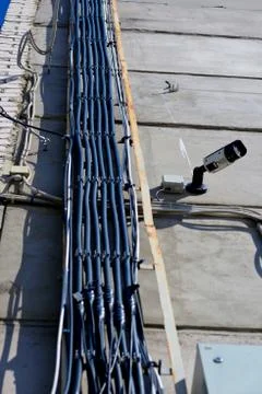High voltage cable in a cable tray Stock Photos