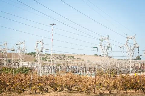 High voltage cables Stock Photos