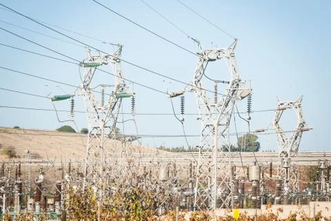 High voltage cables Stock Photos