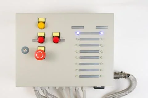 High voltage control panel with power button Stock-Fotos