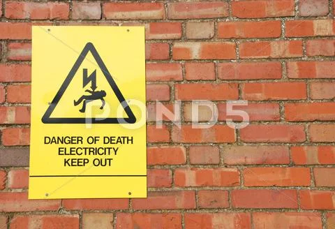 High voltage danger sign Stock Photos