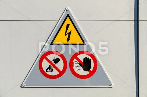 High Voltage Danger Sign Stock Photos