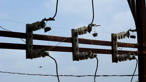 High Voltage Disconnect Switches on Electrical Distribution Network Stock Footage 337422192