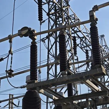 High voltage disconnecting switch isolator DS in electrical . Stock Photos