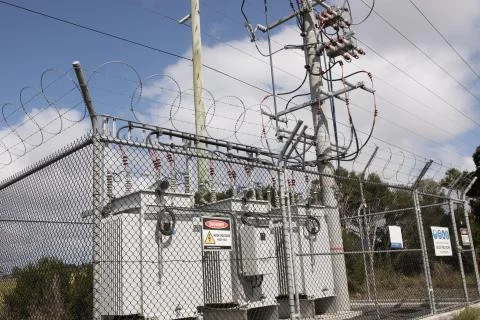 High voltage electicity sub station Stock Photos