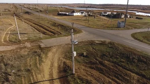 High voltage electric current. Mast high voltage wires against background of the Video stock 143458250