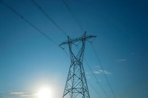 High voltage electric current pole Foto stock