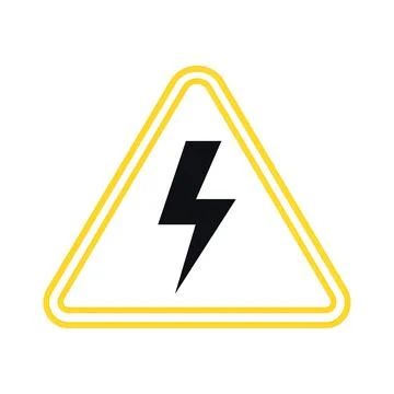 High Voltage Electric Danger Warning Sign Vector Icon Stock Illustration