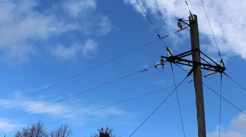 High-voltage electric pole on the background of a beautiful sky Stock-Footage 68992650