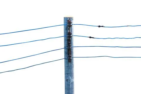 High voltage electric pole isolated on white background with clipping path. Stock Photos