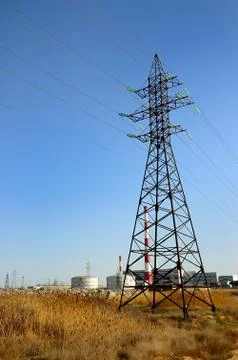 High voltage electric pole Stock Photos