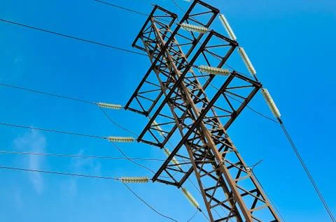 High voltage electric pole Stock Photos