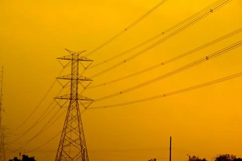 High voltage electric pole Stock Photos
