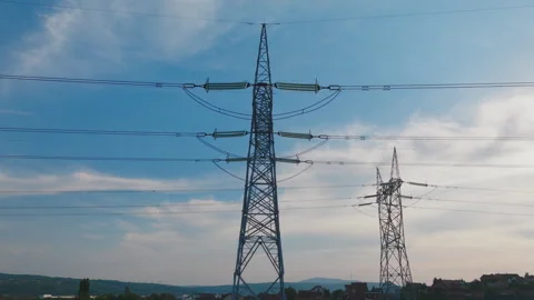 High Voltage electric poles Stock Footage 250724769