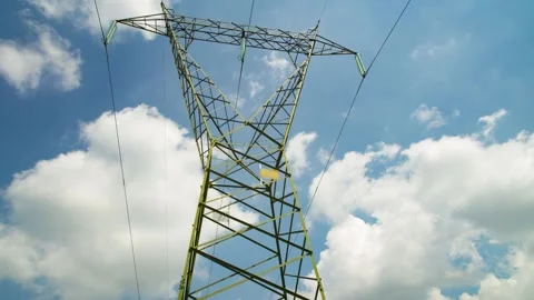 A high voltage electric pylon with clouds on the background Stock-Footage 160825932