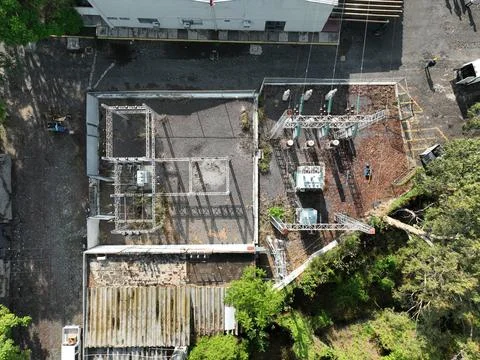 High-voltage electric system facility. Substation 69KV Stock Photos