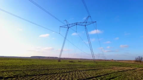 High Voltage Electric Tower With Insulators Stock Footage 144688448
