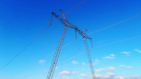 High Voltage Electric Tower With Insulators Stock Footage 144688780