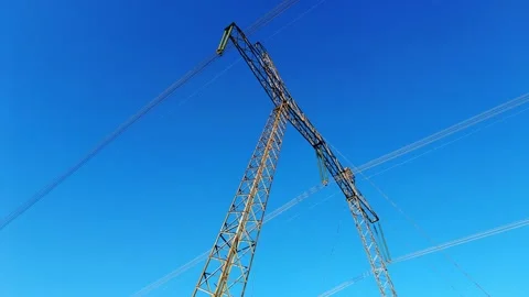 High Voltage Electric Tower With Insulators Stock Footage 144688877