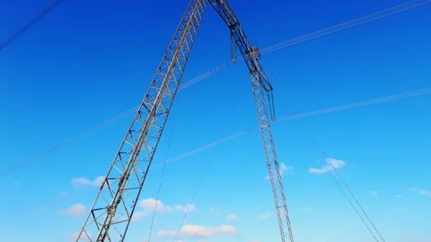 High Voltage Electric Tower With Insulators Stock Footage 144688936