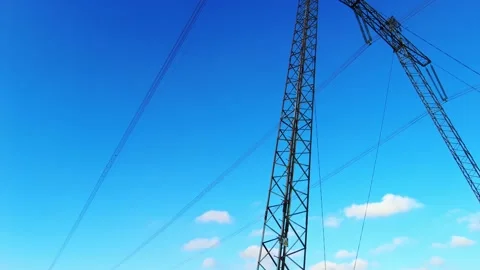 High Voltage Electric Tower With Insulators Stock Footage 144689044
