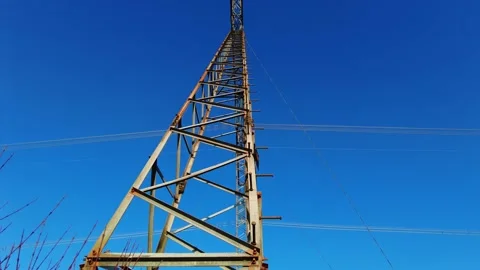 High Voltage Electric Tower With Insulators Stock Footage 144689126