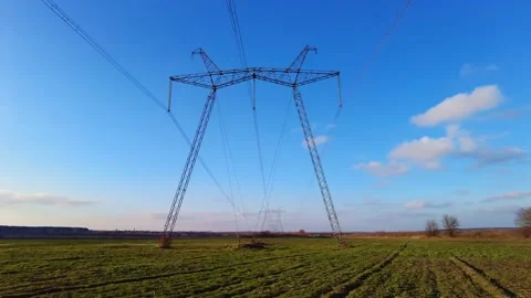 High Voltage Electric Tower With Insulators Stock Footage 144689525