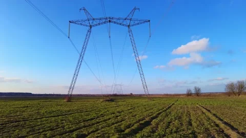 High Voltage Electric Tower With Insulators Stock Footage 144689653