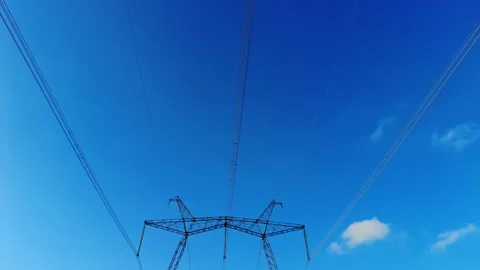 High Voltage Electric Tower With Insulators Stock Footage 144689845