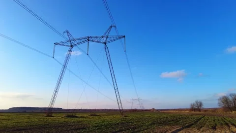 High Voltage Electric Tower With Insulators Stock Footage 144690384